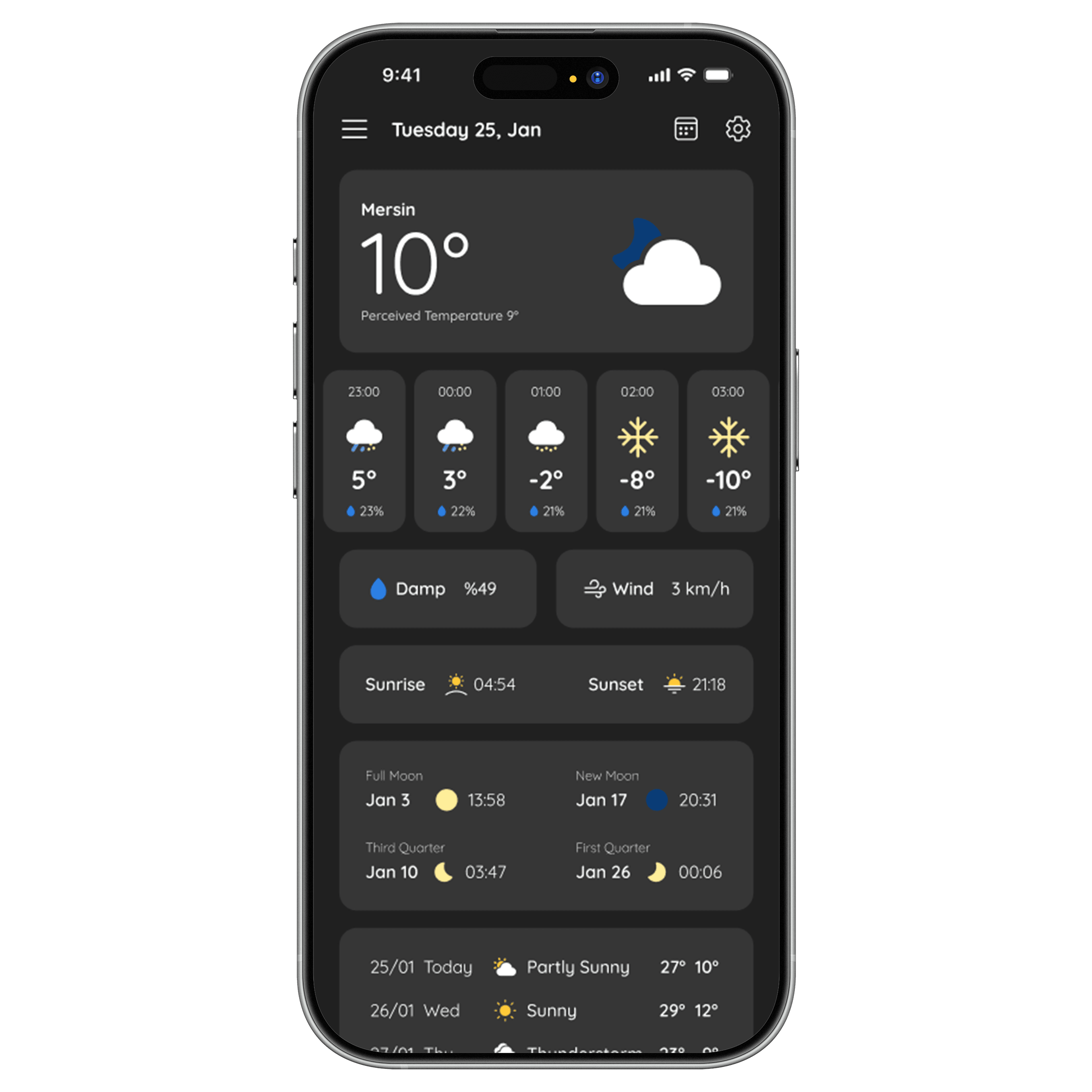 Cloudline ana hava durumu ekranı