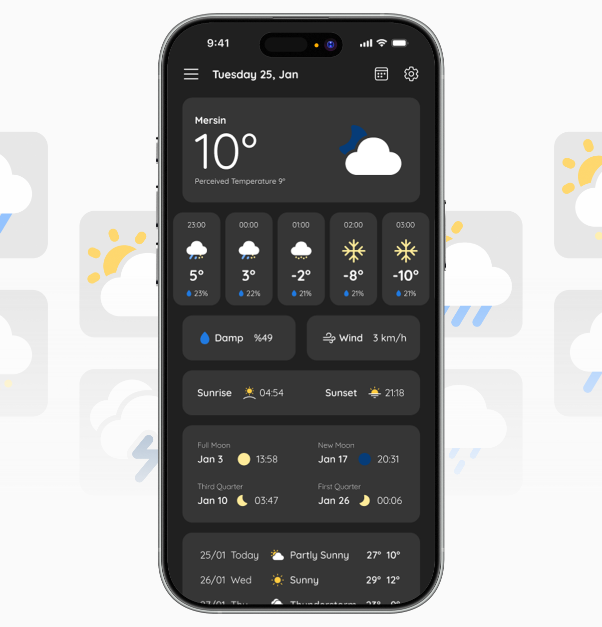 Cloudline mobil hava durumu uygulaması sunumu