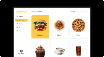 Fast Meal yiyecek ve içecek kategori ekranı